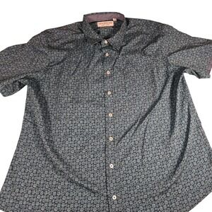Nick Graham Everywhere Mens Teal Blue Daisy Floral Shrt Sleeve Button Down Shirt